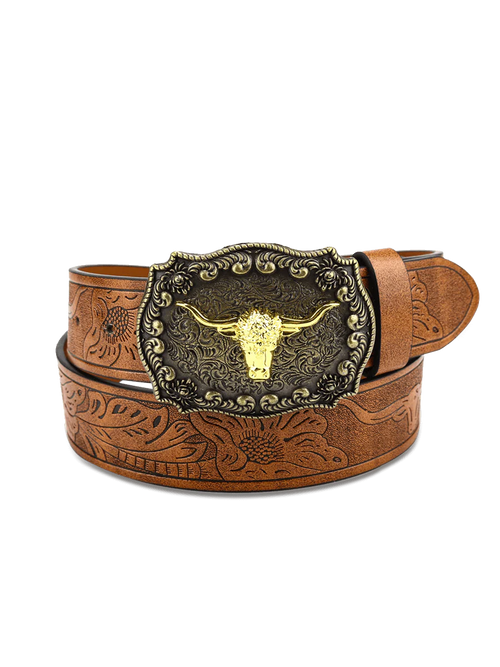 Golden Ox-Head Cowboy Belt